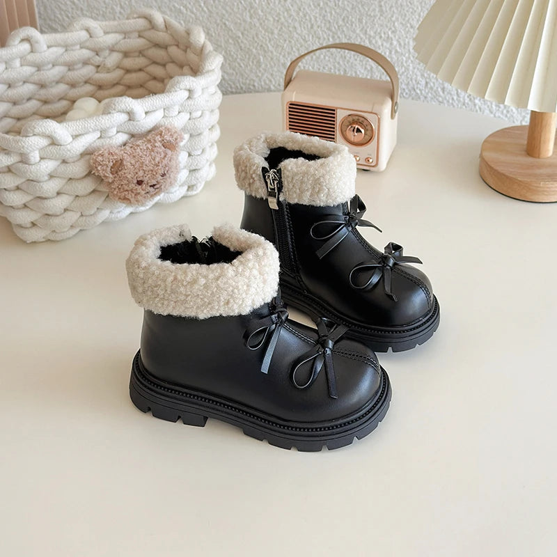 CozyBow Leather Boots