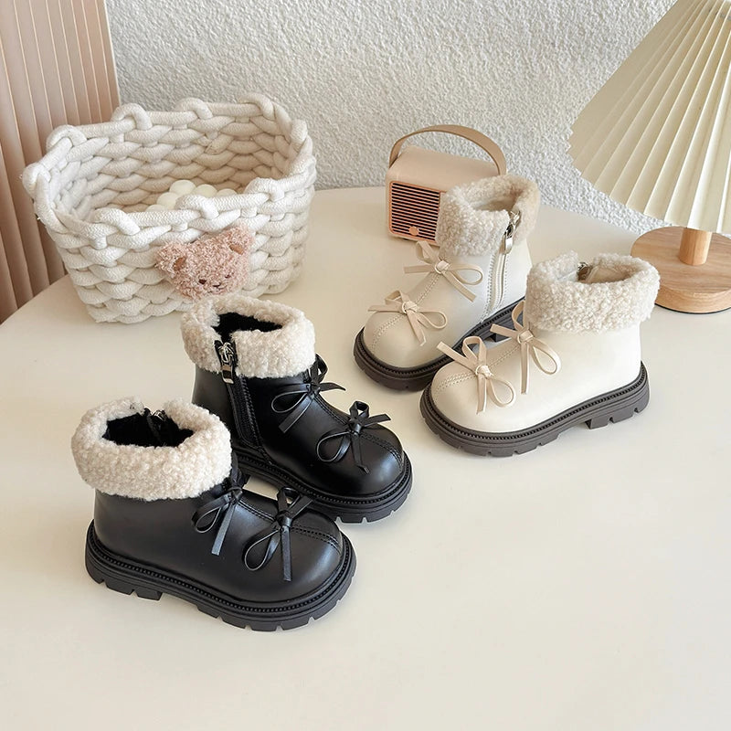 CozyBow Leather Boots