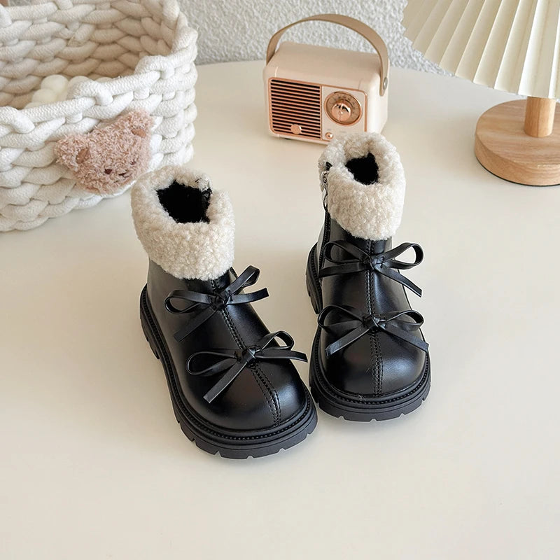 CozyBow Leather Boots