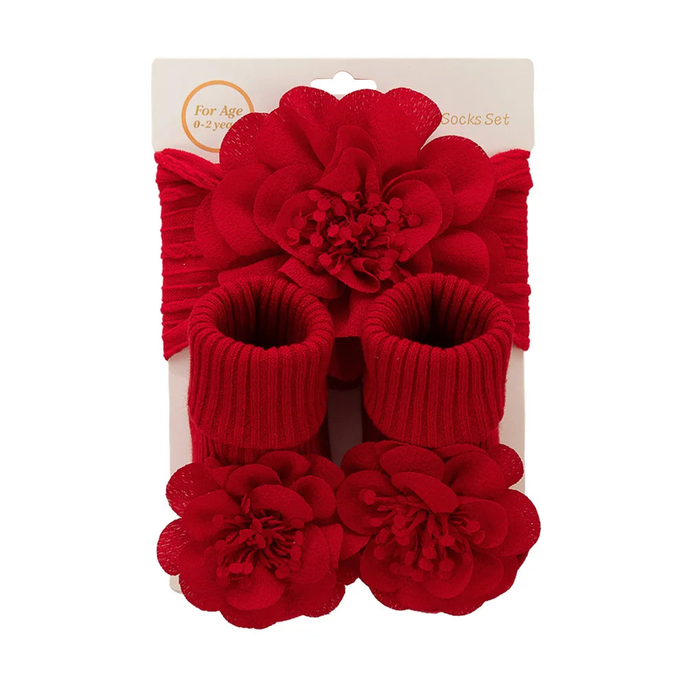 Lace Flower  Headbands Socks sits