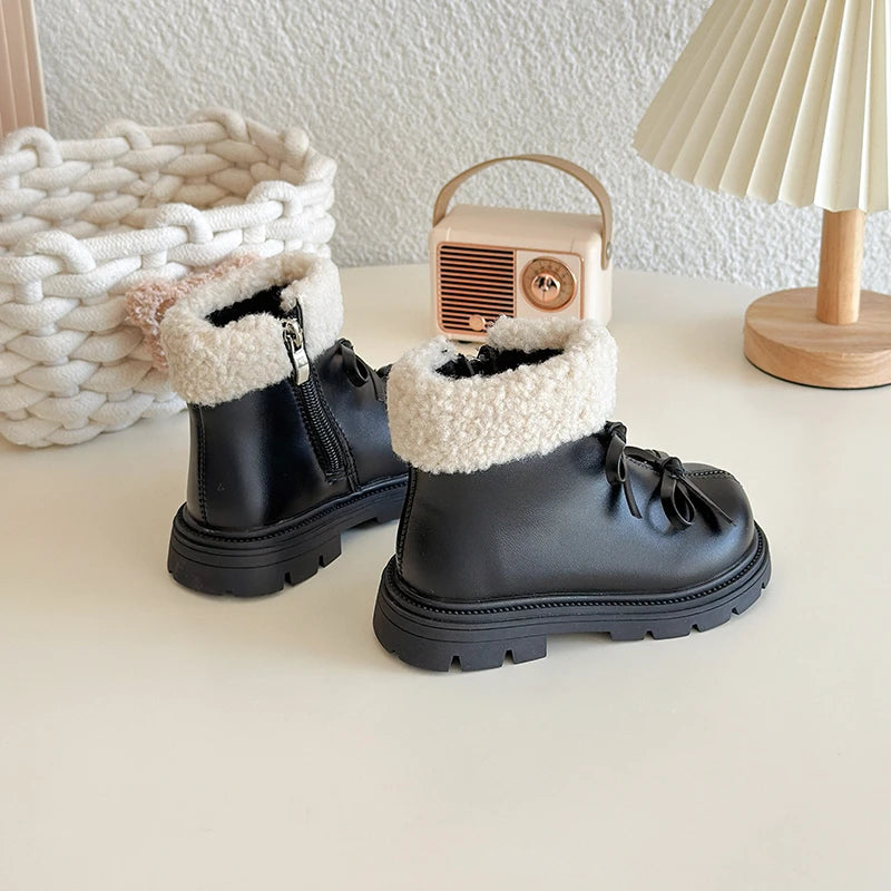 CozyBow Leather Boots