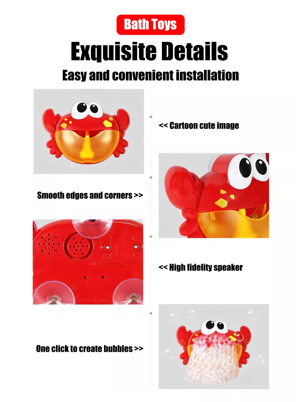 Kids Green Frog/Red Crab Spit Bubble Machine Baby Bath Toys