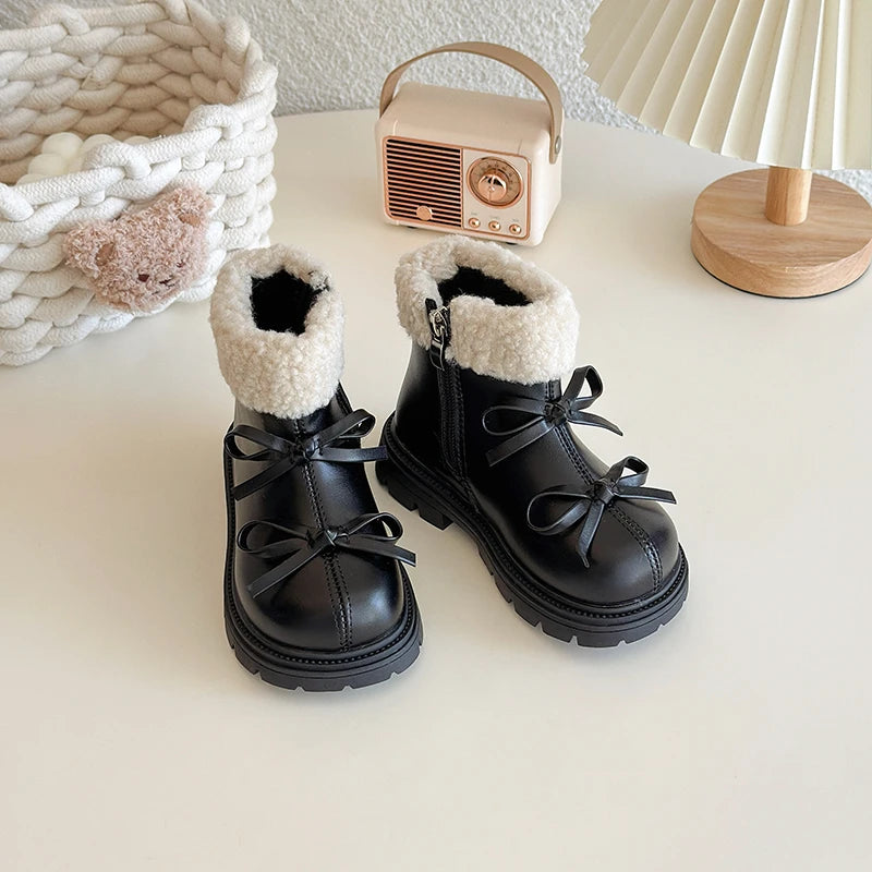 CozyBow Leather Boots