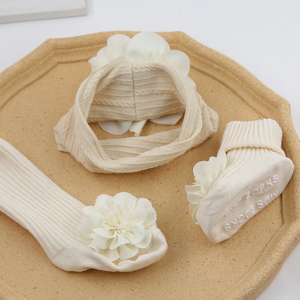 Lace Flower  Headbands Socks sits