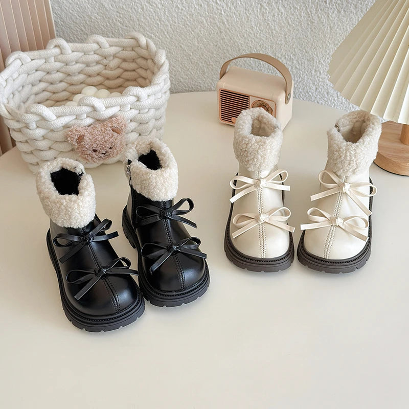CozyBow Leather Boots
