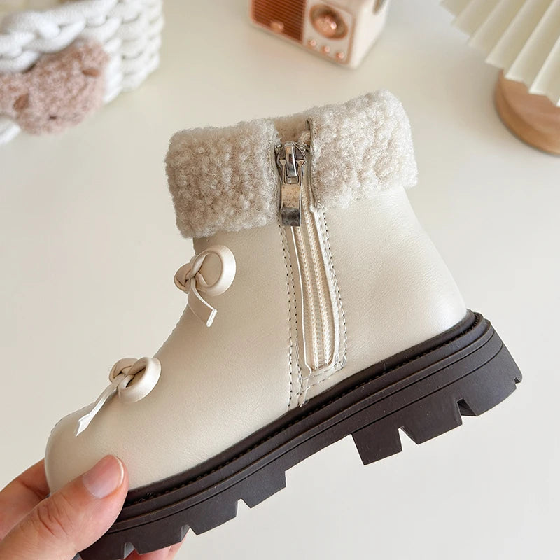 CozyBow Leather Boots