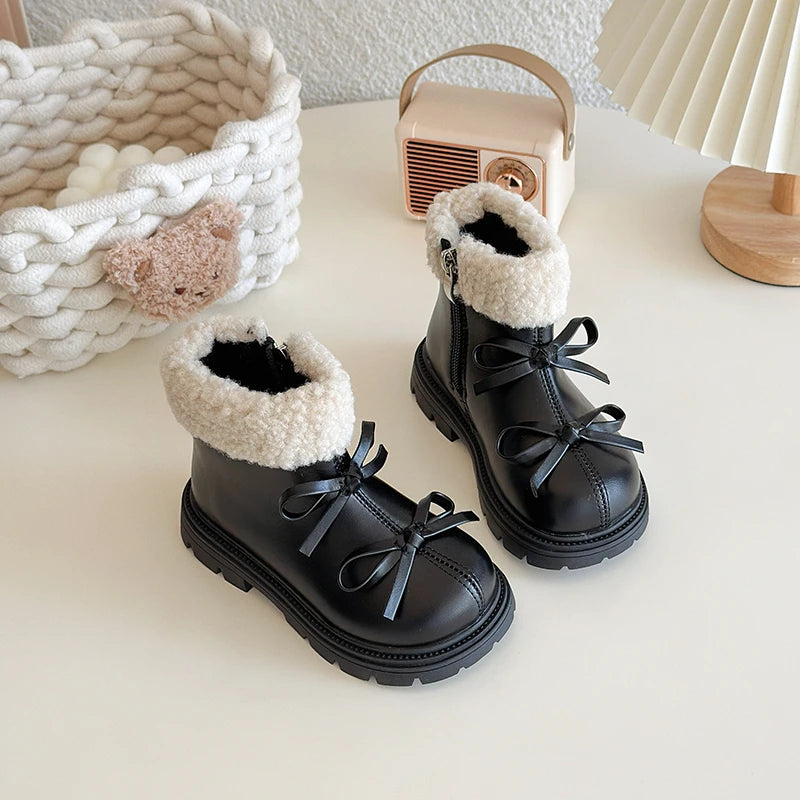 CozyBow Leather Boots